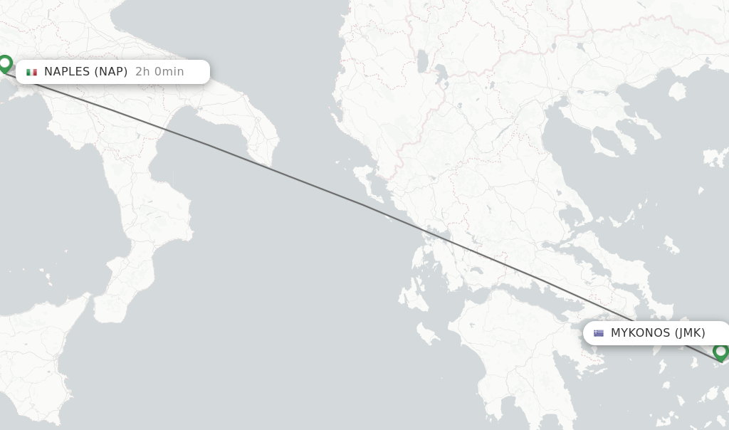 Direct (nonstop) flights from Mykonos to Naples schedules