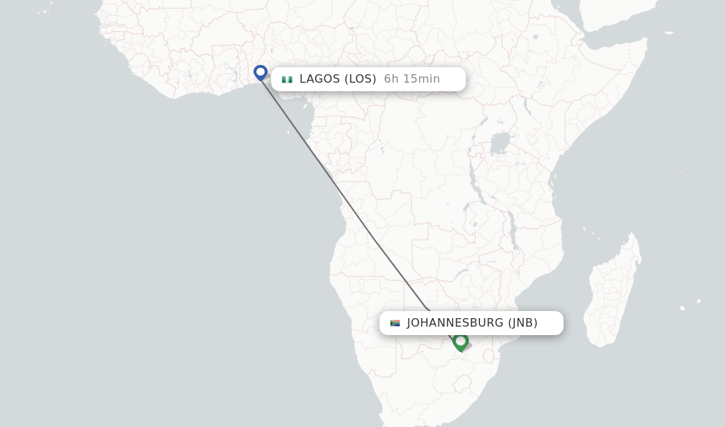 Direct (nonstop) flights from Johannesburg to Lagos schedules