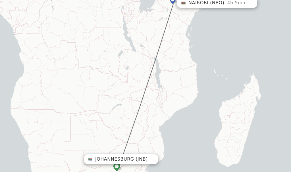Direct (nonstop) flights from Johannesburg to Nairobi schedules
