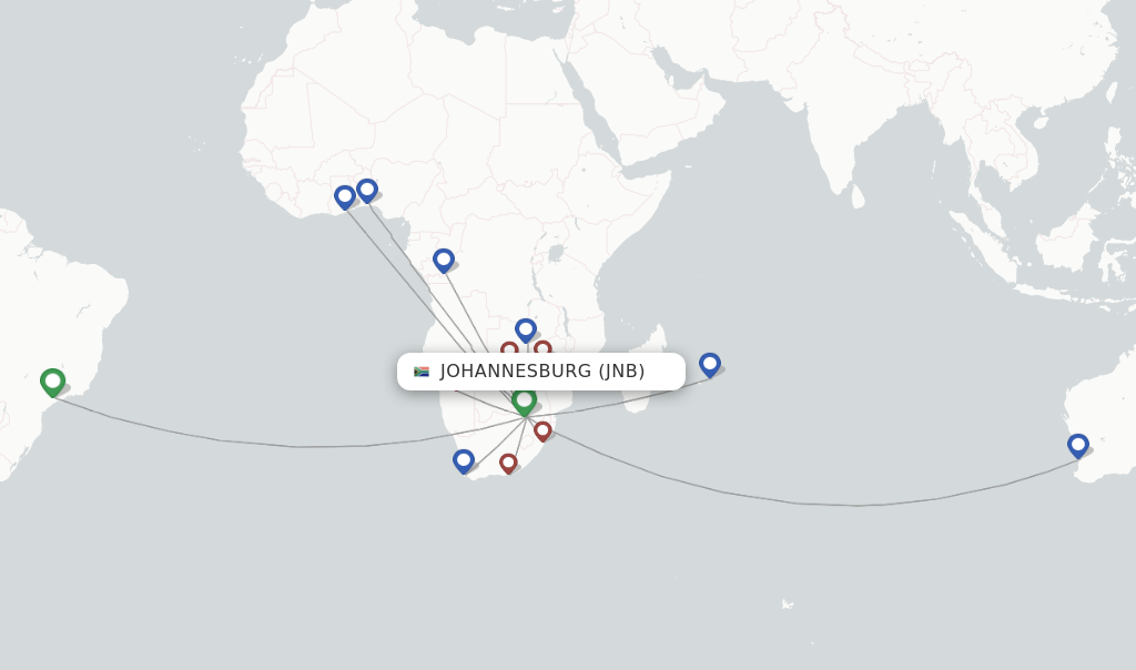South African Airways flights from Johannesburg, JNB