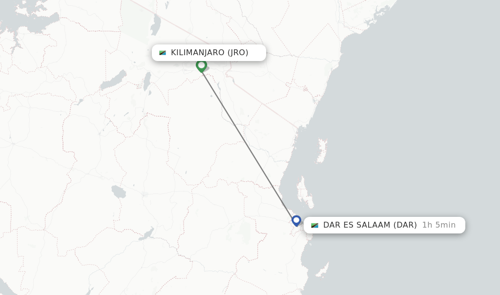Direct (nonstop) flights from Kilimanjaro to Dar Es Salaam schedules