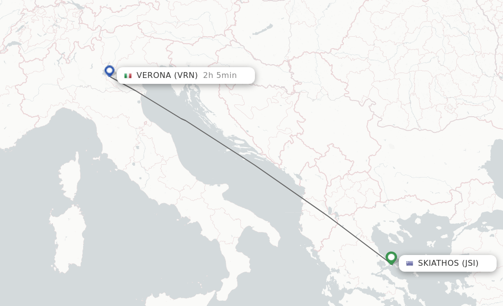 Direct (nonstop) flights from Skiathos to Verona schedules