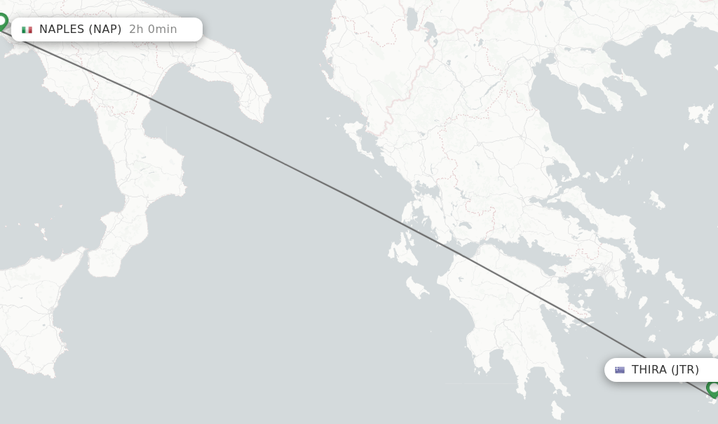 Direct (nonstop) flights from Thira to Naples schedules