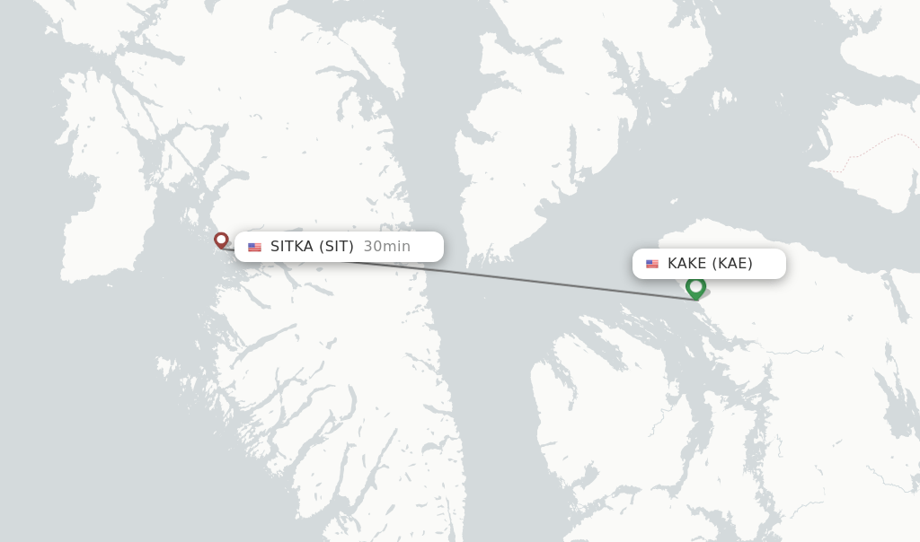 Direct (nonstop) flights from Kake to Sitka schedules