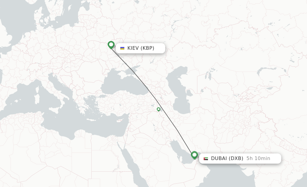 Direct (nonstop) flights from Kiev/Kyiv to Dubai schedules