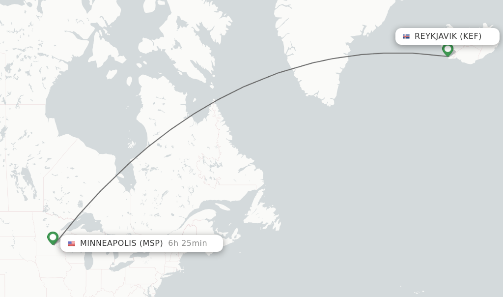 Direct (nonstop) flights from Reykjavik to Minneapolis schedules