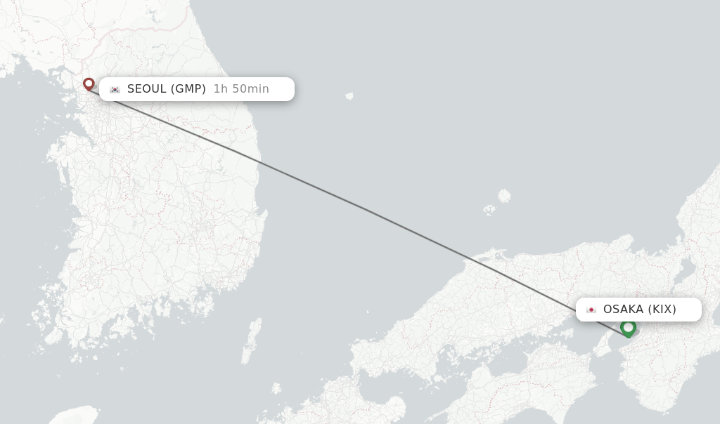 Direct (nonstop) flights from Osaka to Seoul schedules