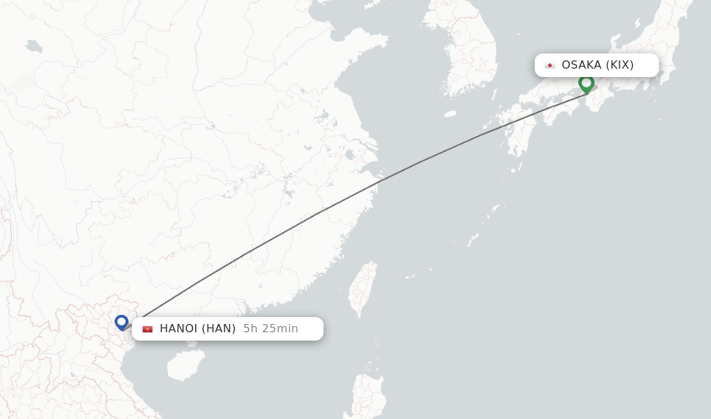 Direct (nonstop) flights from Osaka to Hanoi schedules