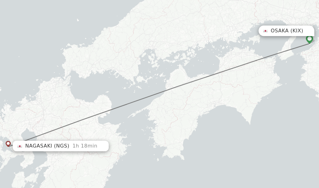 Direct (nonstop) flights from Osaka to Nagasaki schedules