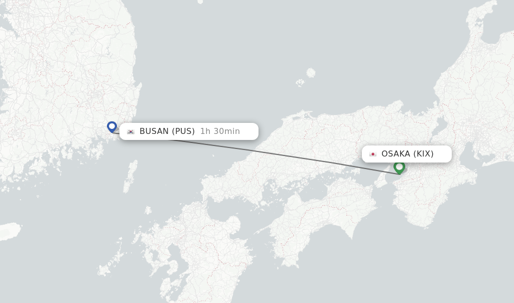 Direct (nonstop) flights from Osaka to Busan schedules