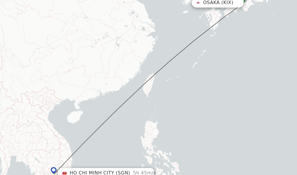 Direct (nonstop) flights from Osaka to Ho Chi Minh City schedules