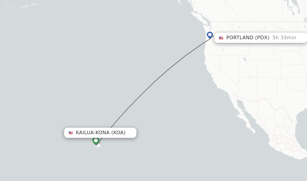 Direct (nonstop) flights from KailuaKona to Portland schedules
