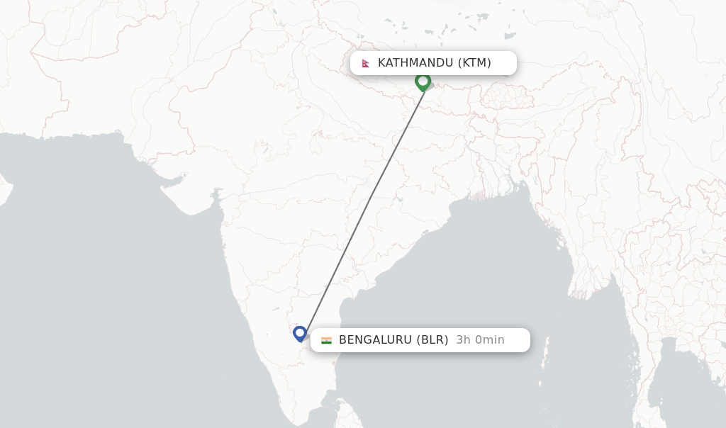Direct (nonstop) flights from Kathmandu to Bengaluru schedules