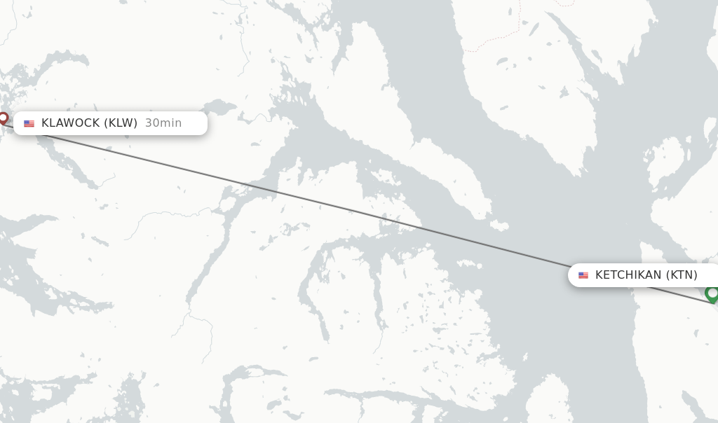 Direct (nonstop) flights from Ketchikan to Klawock schedules