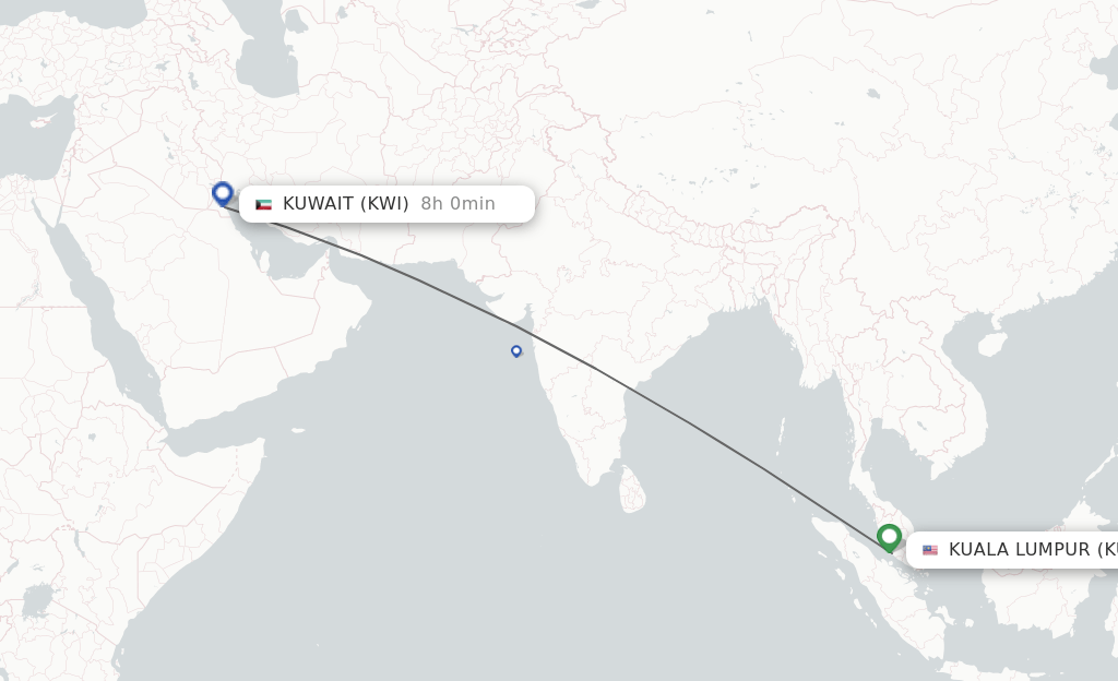 Direct (nonstop) flights from Kuala Lumpur to Kuwait schedules