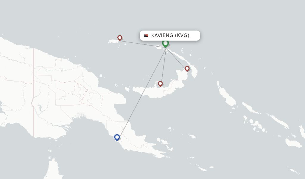 Air Niugini flights from Kavieng, KVG