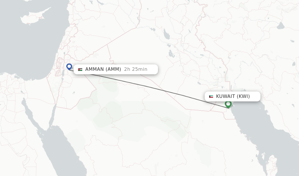Direct (nonstop) flights from Kuwait to Amman schedules
