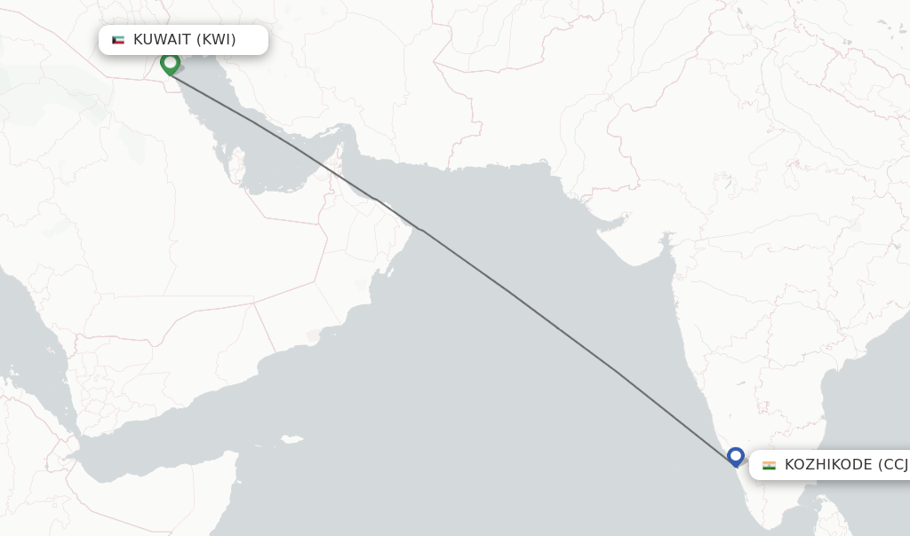 Direct (nonstop) flights from Kuwait to Kozhikode schedules