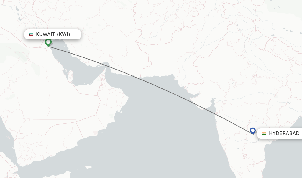 Direct (nonstop) flights from Kuwait to Hyderabad schedules