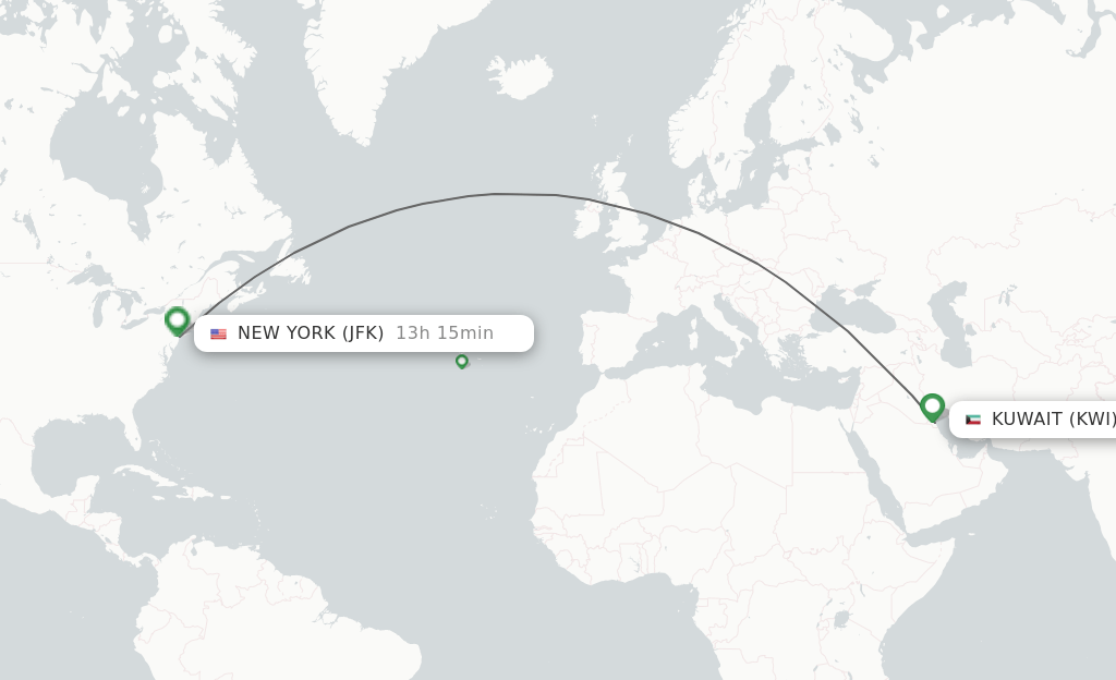 Direct (nonstop) flights from Kuwait to New York schedules