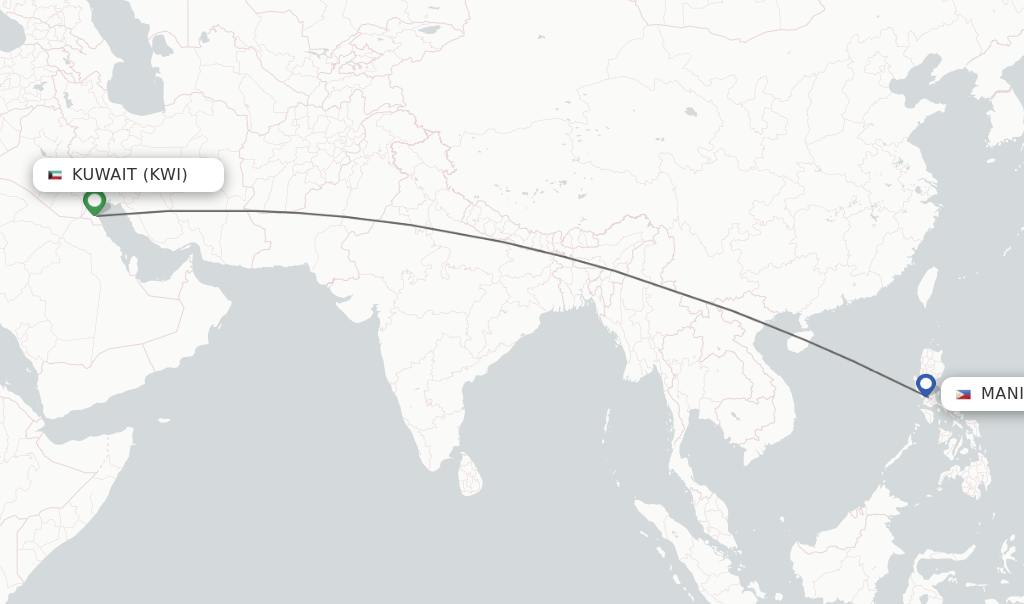 Direct (nonstop) flights from Kuwait to Manila schedules