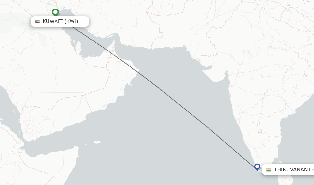Direct (nonstop) flights from Kuwait to Thiruvananthapuram schedules