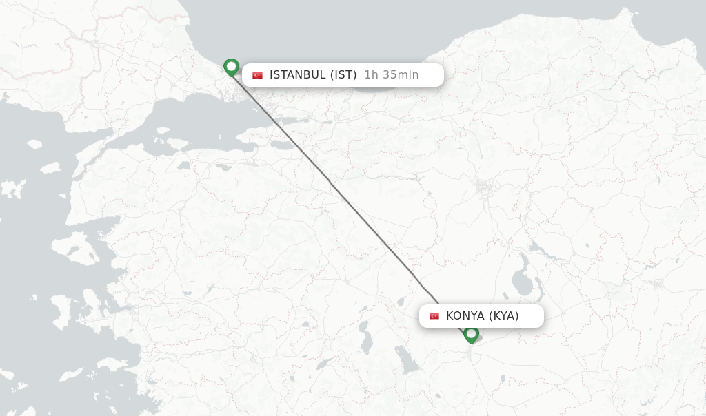 Direct (nonstop) flights from Konya to Istanbul schedules