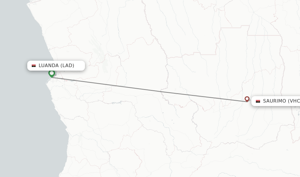 Direct (nonstop) flights from Luanda to Saurimo schedules