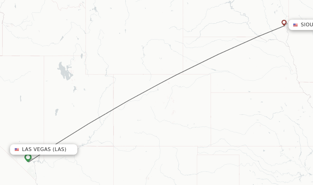 Direct (nonstop) flights from Las Vegas to Sioux Falls schedules