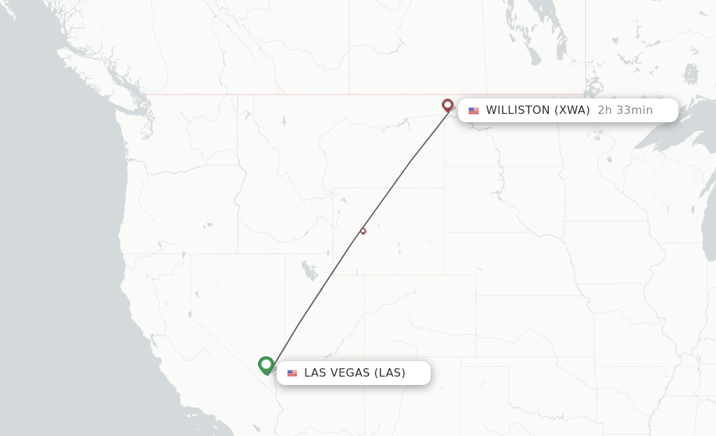 Direct (nonstop) flights from Las Vegas to Williston schedules
