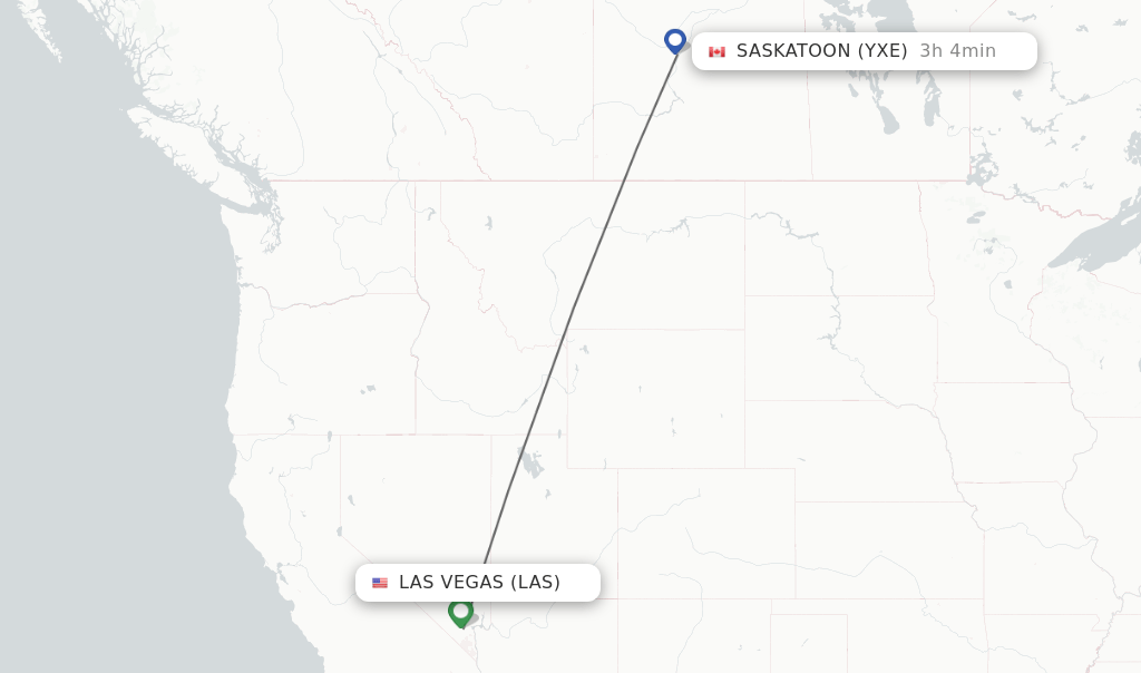 Direct (nonstop) flights from Las Vegas to Saskatoon schedules