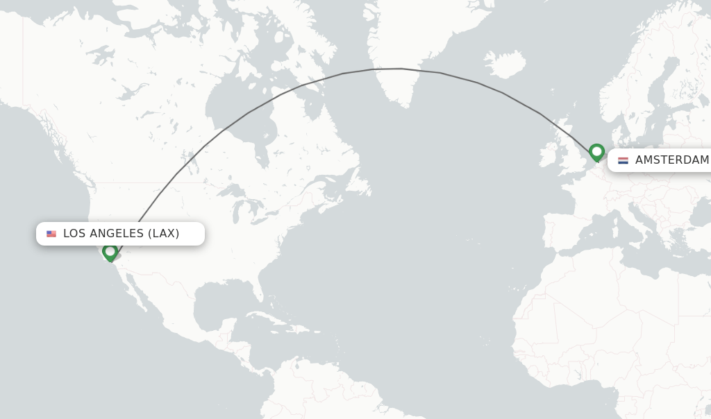 Direct (nonstop) flights from Los Angeles to Amsterdam schedules