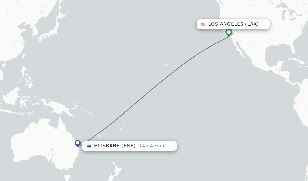 Direct (nonstop) flights from Los Angeles to Brisbane schedules