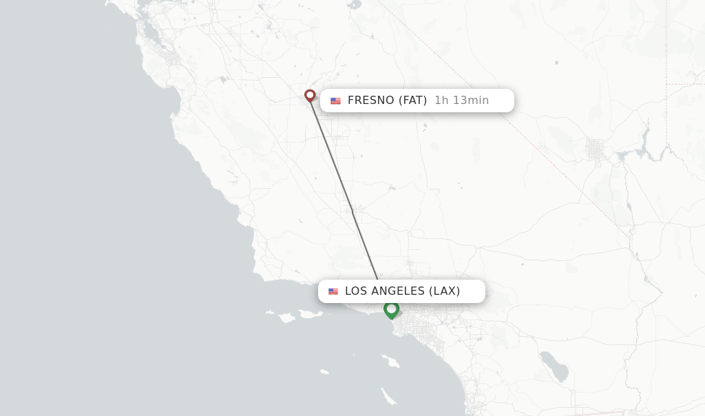 Direct (nonstop) flights from Los Angeles to Fresno schedules