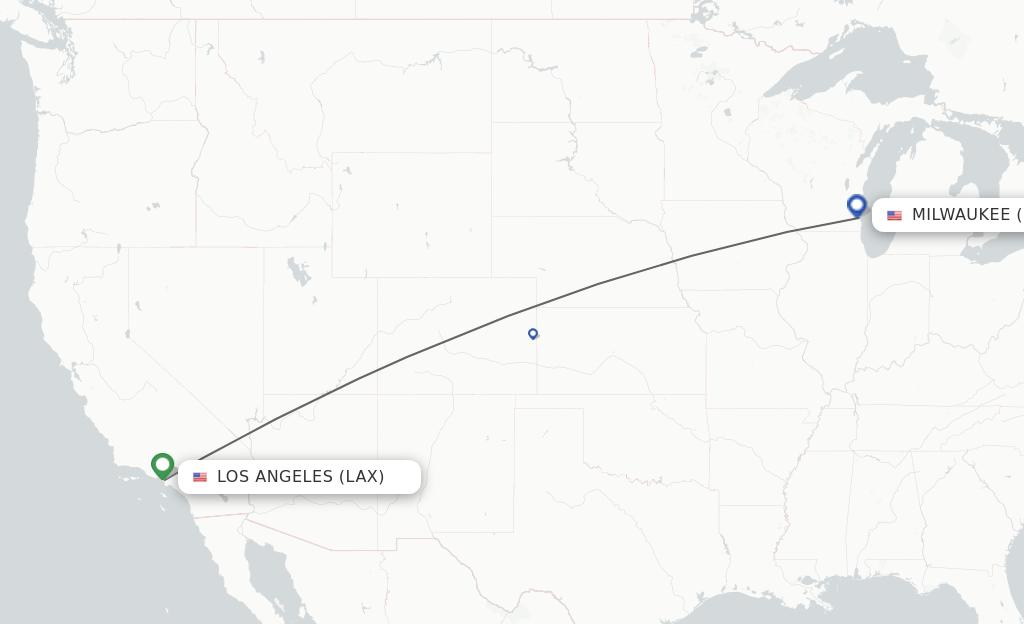 Direct (nonstop) flights from Los Angeles to Milwaukee schedules
