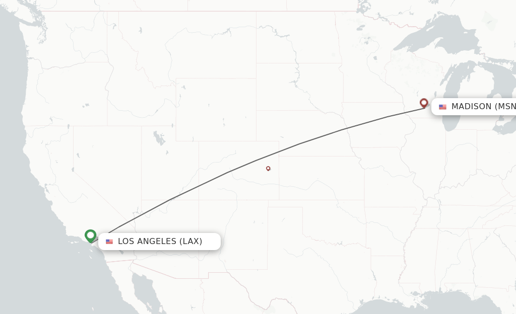 Direct (nonstop) flights from Los Angeles to Madison schedules