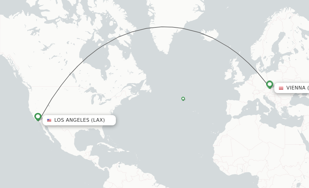 Direct (nonstop) flights from Los Angeles to Vienna schedules