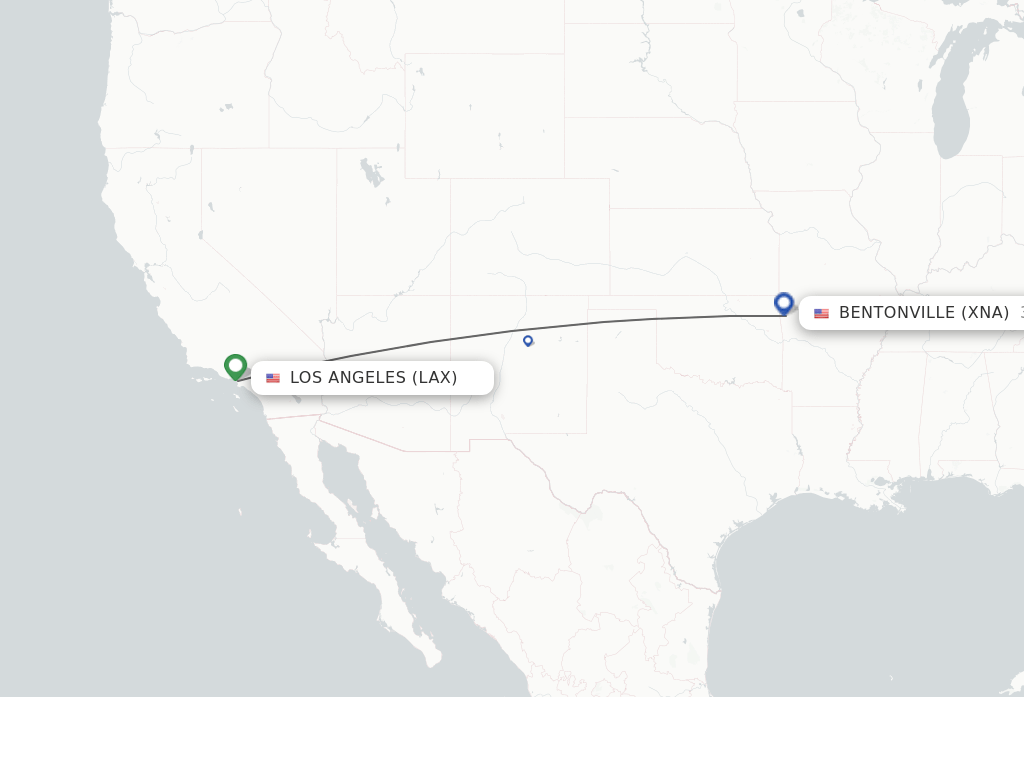 Direct (nonstop) flights from Los Angeles to Bentonville schedules