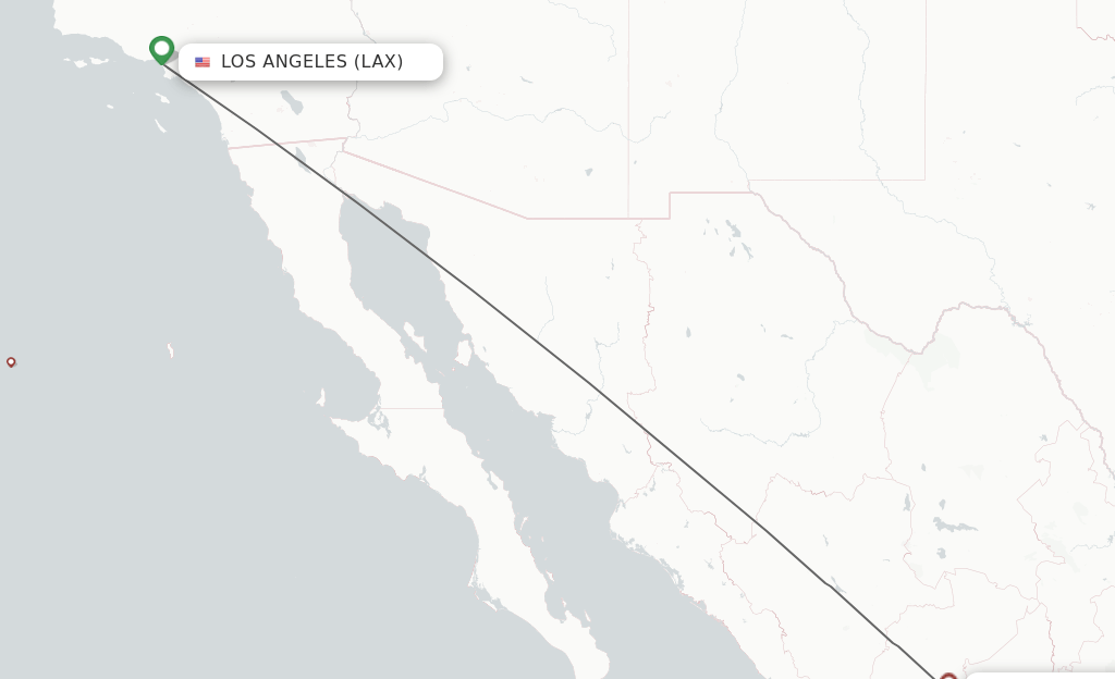 Direct (nonstop) flights from Los Angeles to Zacatecas schedules