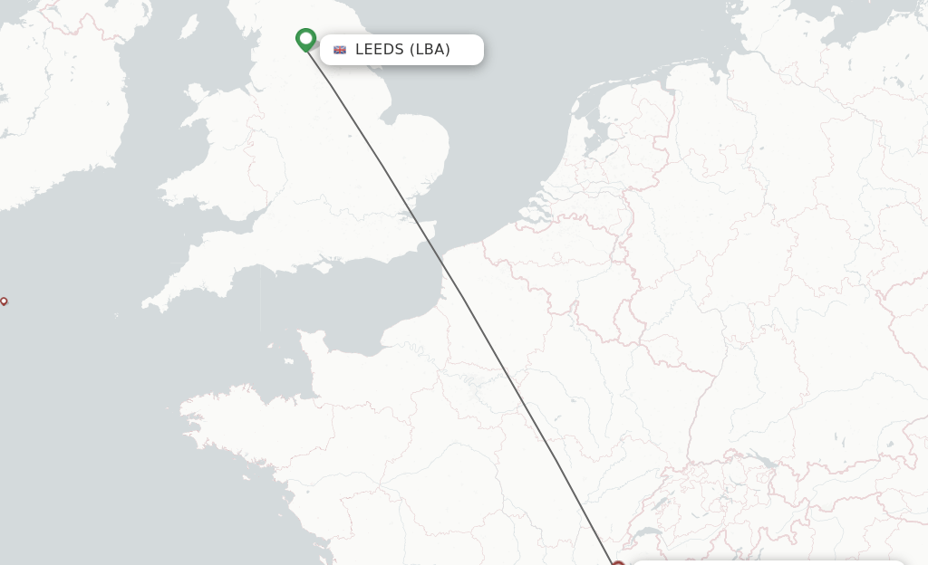 Direct (nonstop) flights from Leeds to Chambery schedules