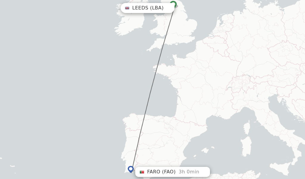 Direct (nonstop) flights from Leeds to Faro schedules