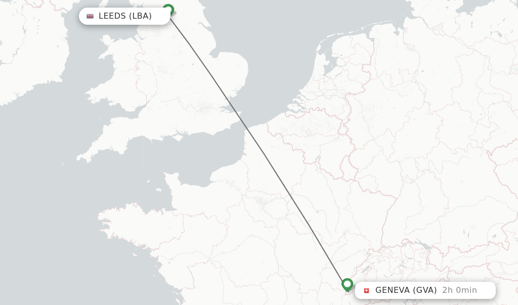 Direct (nonstop) flights from Leeds to Geneva schedules