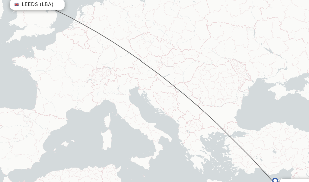 Direct (nonstop) flights from Leeds to Larnaca schedules