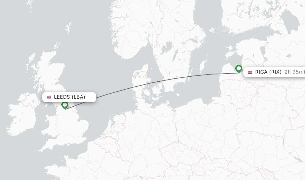 Direct (nonstop) flights from Leeds to Riga schedules