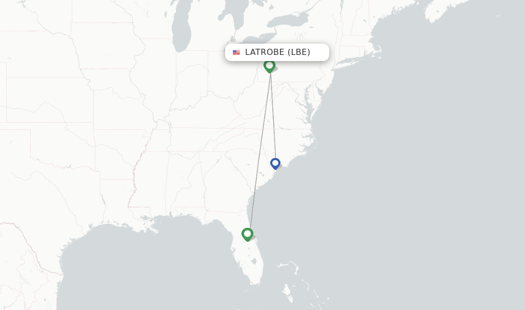 Direct (nonstop) flights from Latrobe, Arnold Palmer Regional Airport