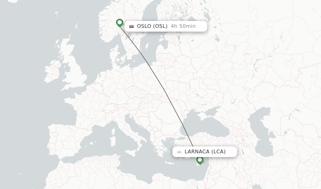 Direct (nonstop) flights from Larnaca to Oslo schedules