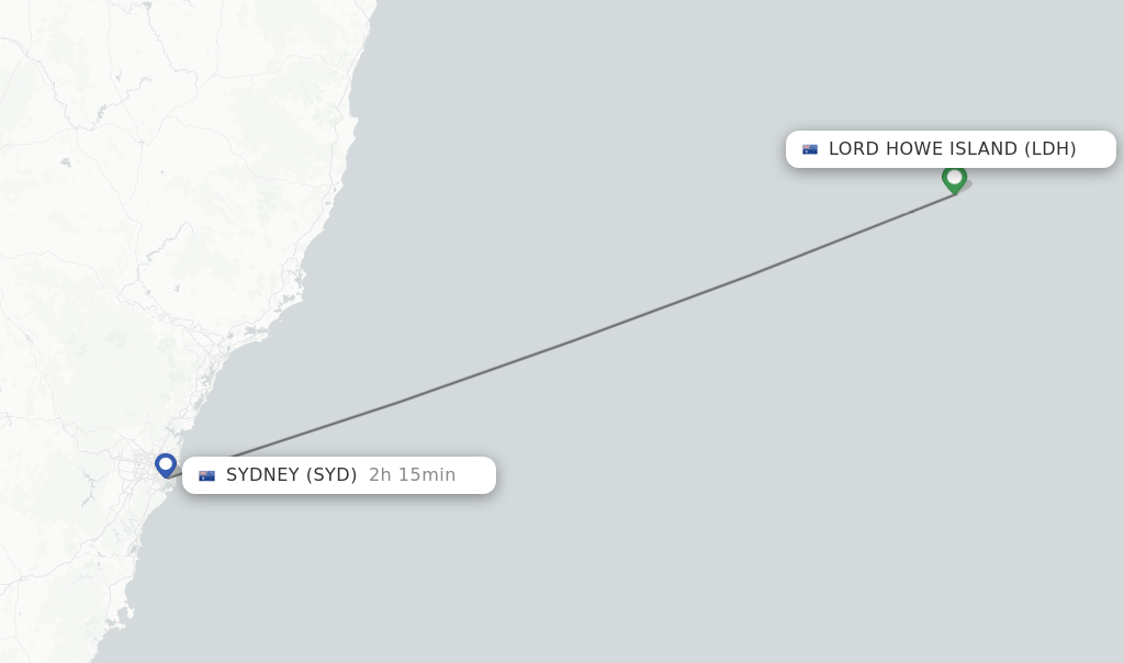 Direct (nonstop) flights from Lord Howe Island to Sydney schedules