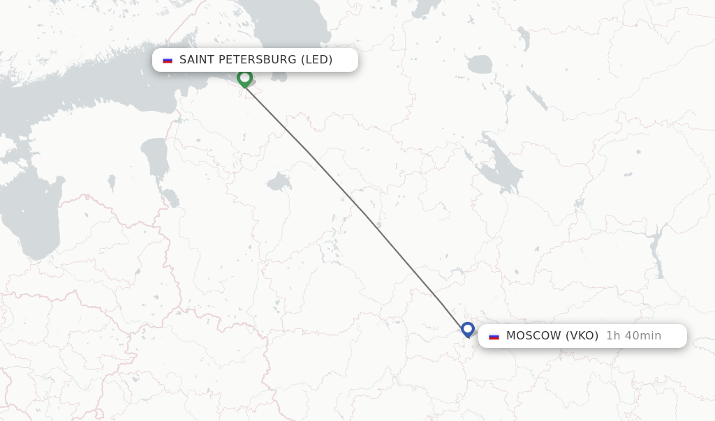 Direct (nonstop) flights from Saint Petersburg to Moscow schedules