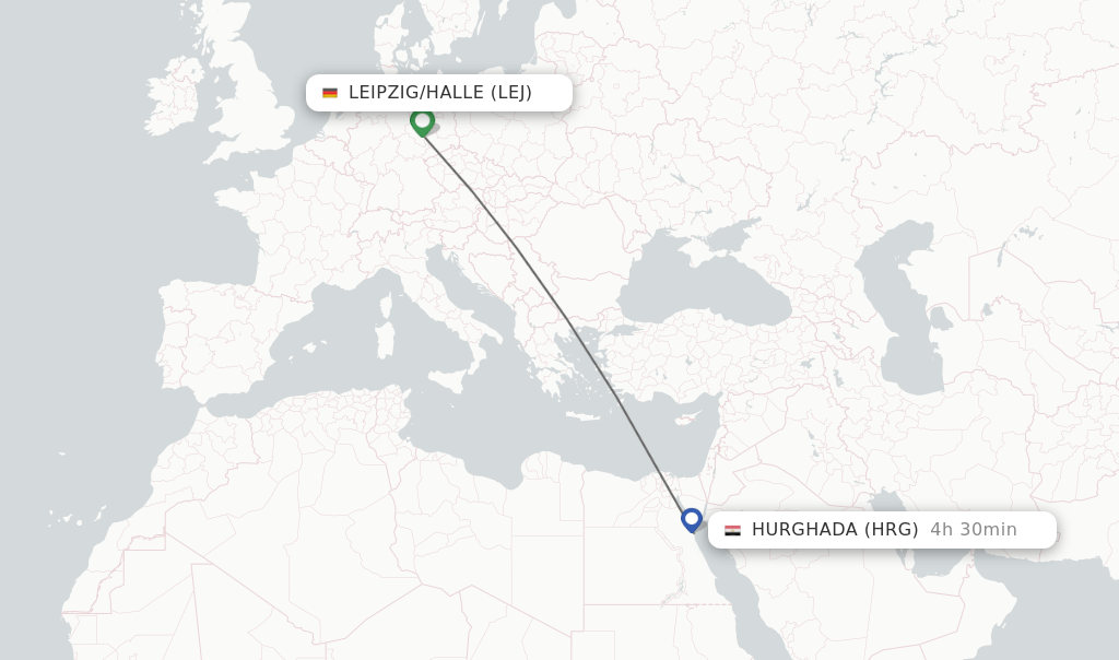 Direct (nonstop) flights from Leipzig/Halle to Hurghada schedules