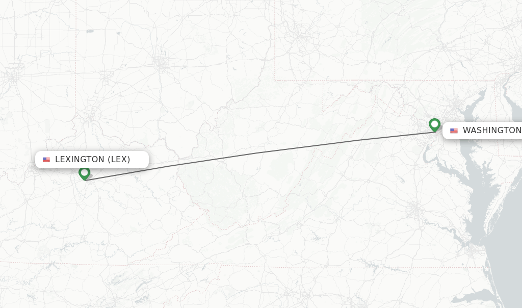 Direct (nonstop) flights from Lexington to Washington schedules